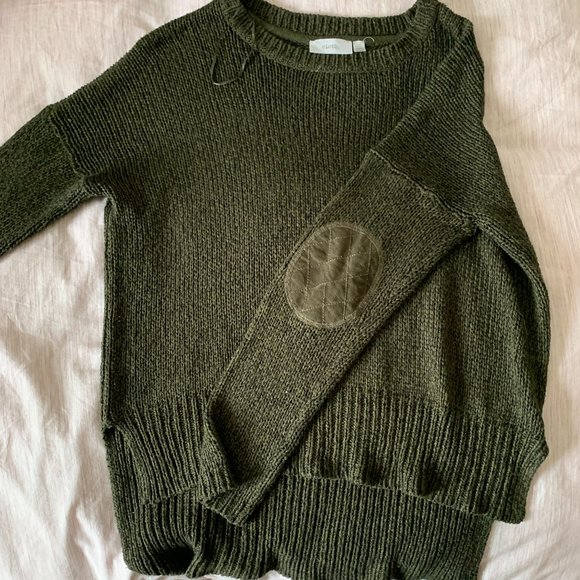 Green Knit Sweater with Elbow Patches - Picture 4 of 5